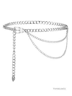 Plus Size Metal Chain Waist Belt 57 inch Alloy Gold